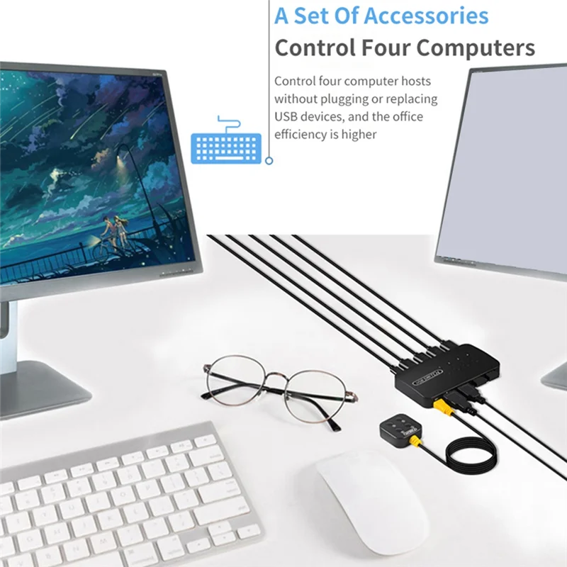 KVM Switch USB Switch محول وحدة التحكم المشتركة 4 مدخلات 4 مخرجات لأجهزة الكمبيوتر المحمول طابعة لوحة المفاتيح الماوس مراقب