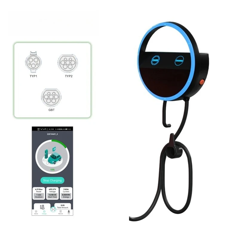 

Bluesky Custom Home Electric Vehicle Charging Station 3.5kW Wall Box AC With CE Certification 5M Cable Type 1/2/GBT Connectors