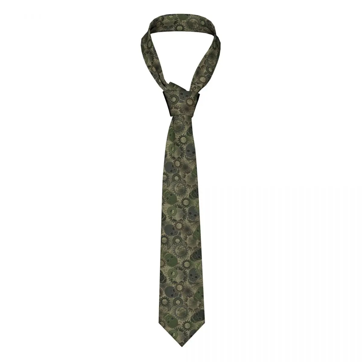 

Silhouette Of Gears Skulls Dotted Halftone Green Camouflage Tie Ties Daily Wear Cravat Street Necktie 8cm Wide