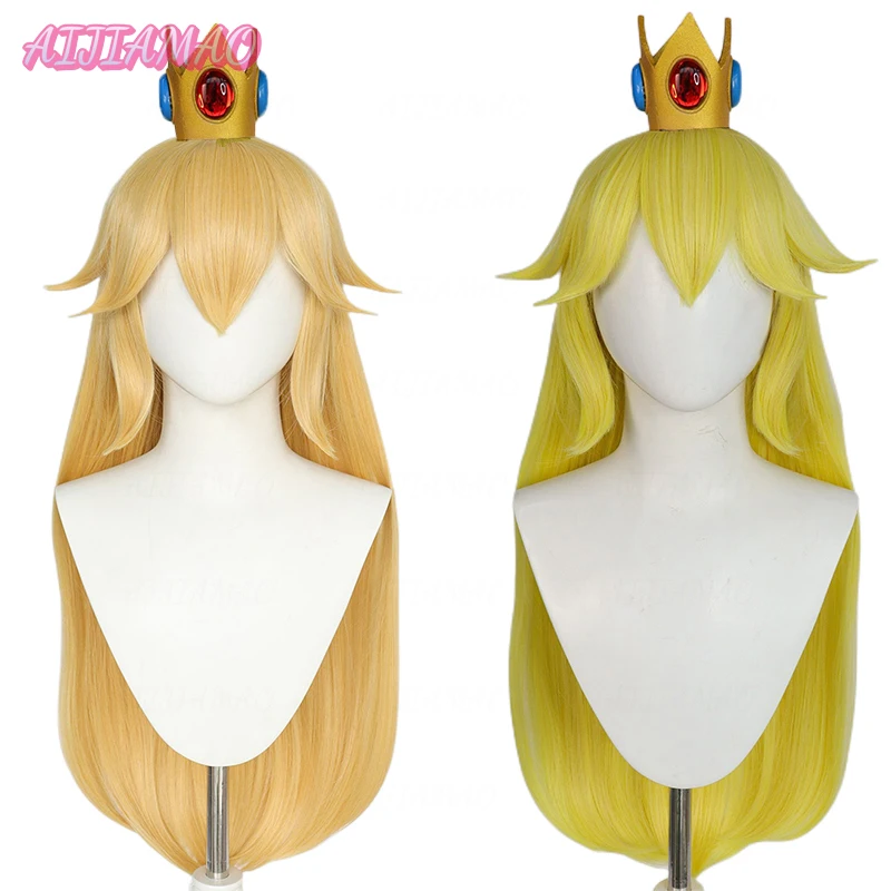 

Princess Peach Wig Game Cosplay Wig Peach Crown Cosplay Long Wig High Heat Resistant Women Cosplay Wig Princess +Wig Cap