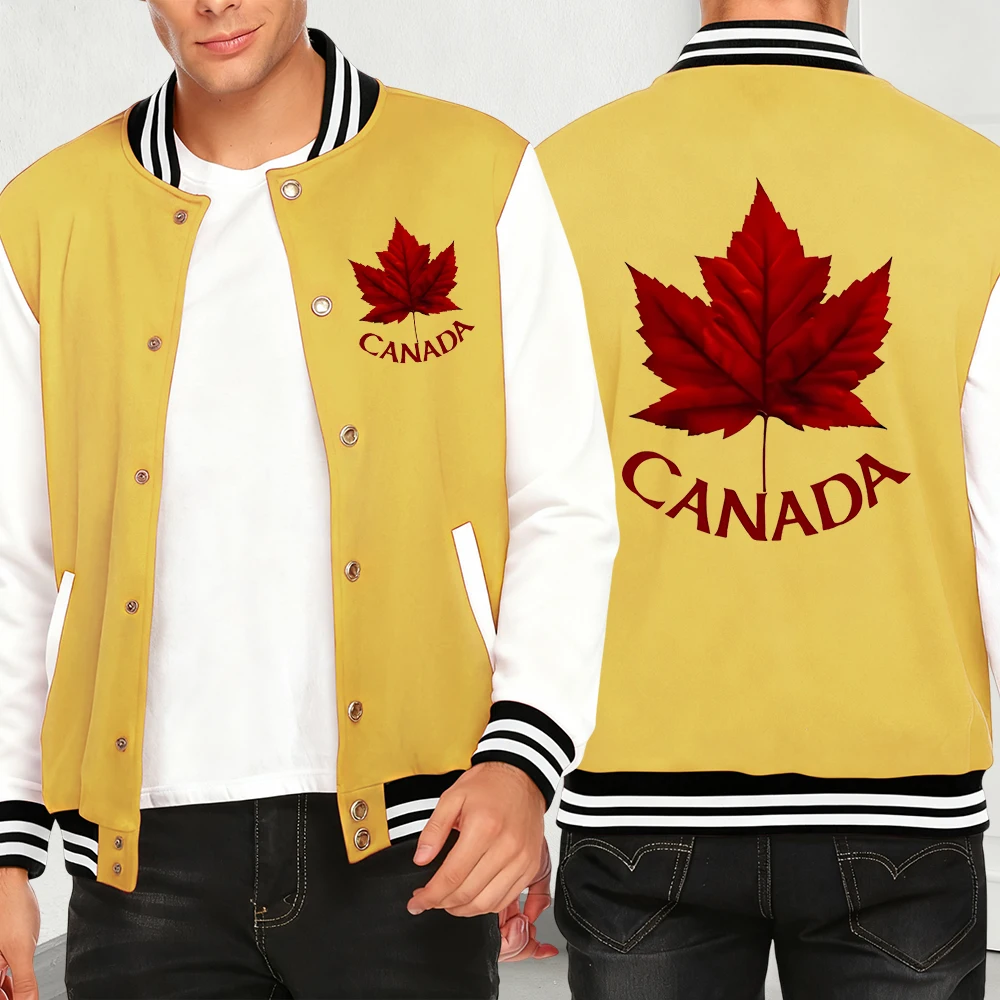 

Бейсбольный трикотаж с принтом канадского и кленового листа, мужской повседневный уличный пуловер, осенняя мода, мужская одежда Y2K, флисовая одежда с карманами