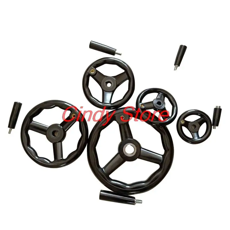 Fresadora Preta para Torno Roda de Mão com Raios Cnc Baquelite Redonda Ondulada 100 mm 125 mm 160 mm 200 mm 250 mm