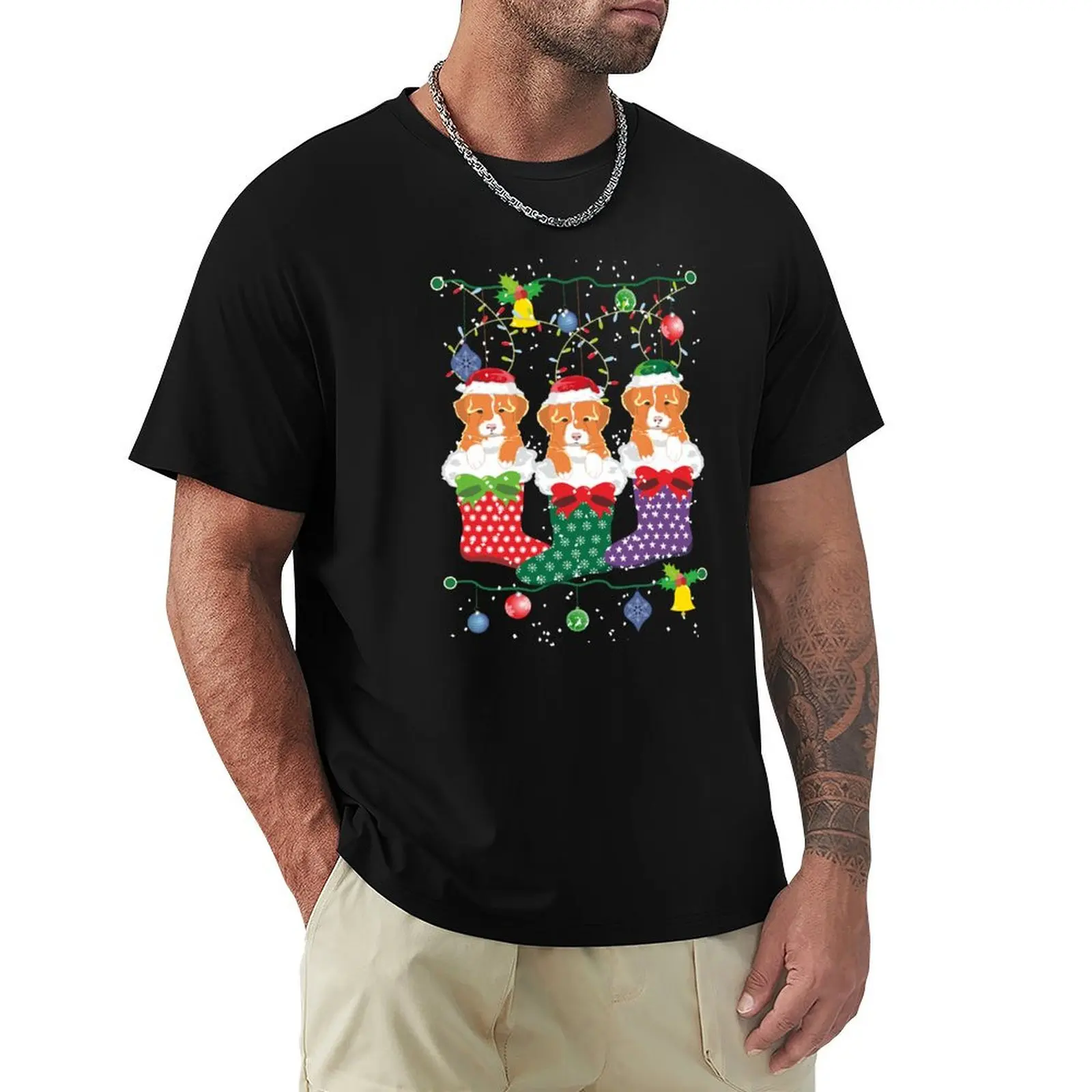 

Nova Scotia Duck Tolling Retriever Christmas Socks T-Shirt aesthetic clothes tops shirts graphic tee men