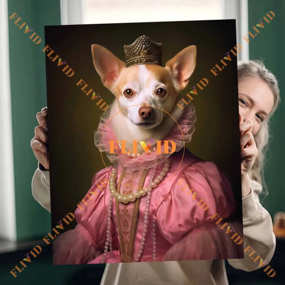 

Custom Pet Dog King Queen Funny Cat Animals Royal Portrait Poster Wall Art Canvas Painting Pictures For Living Room Unframed