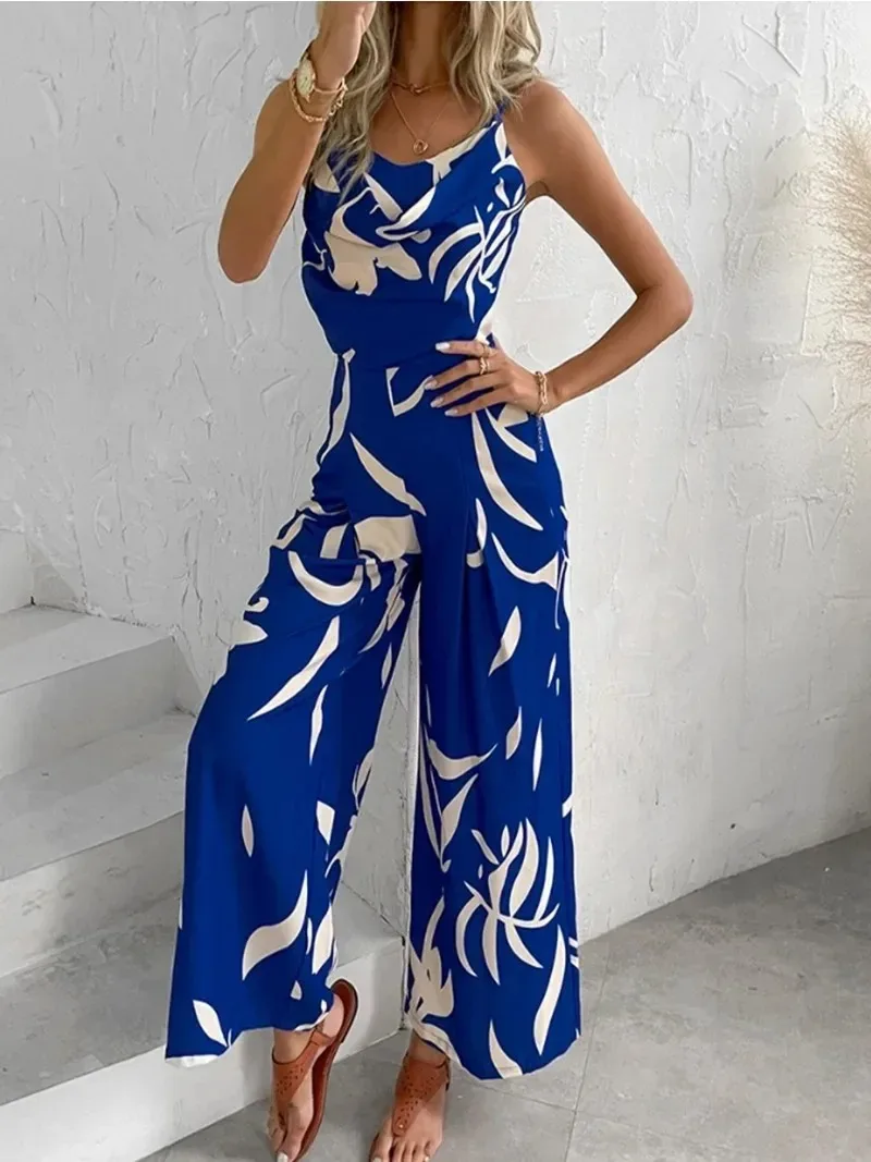 بذلة نسائية طويلة أنيقة بحمالات مع خصر بدون ظهر وواسعة الساق بذلة نسائية أنيقة لقضاء العطلات بقصة ضيقة #2