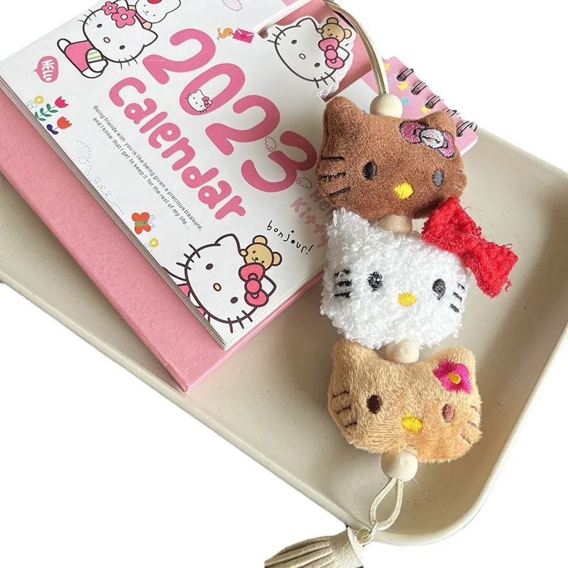 Sanrio Hello Kitty Portachiavi in peluche Kawaii KidsAnime Peluche Portachiavi con ciondolo Donne carine BacCar Keychians Regali di compleanno per ragazze