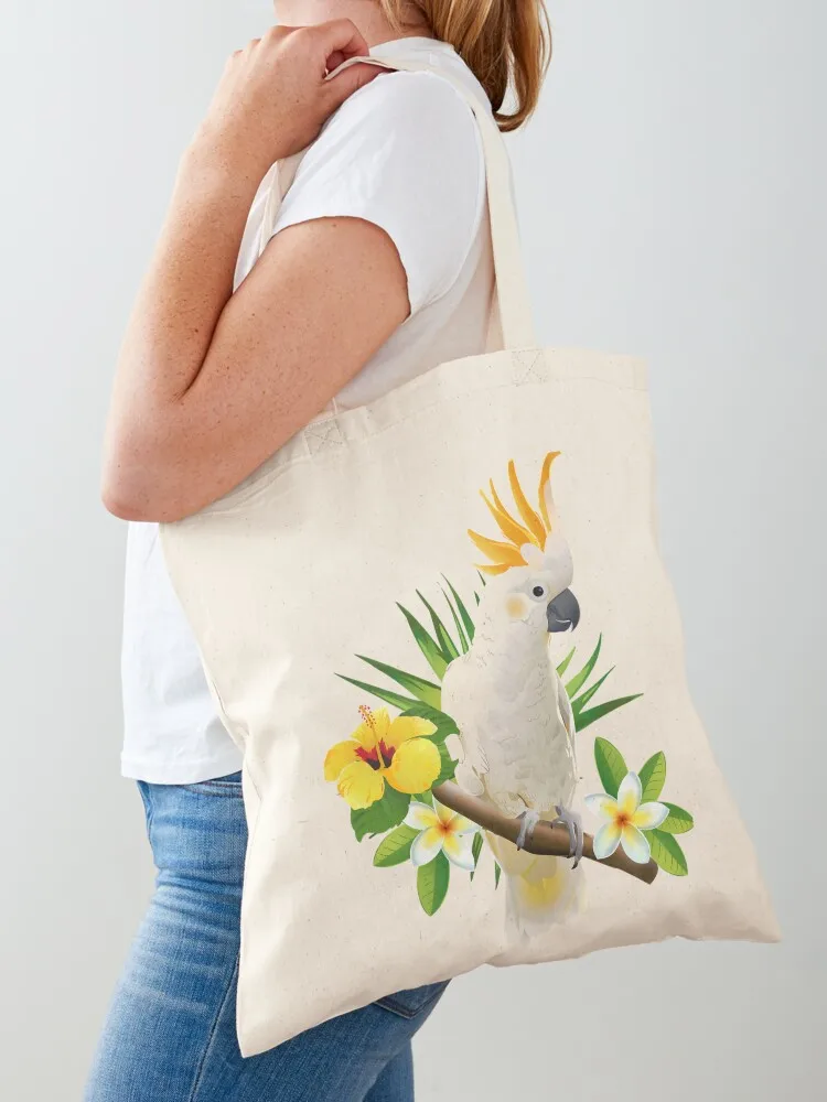 

White cockatoo tropical parrot Duvet Cover Tote Bag tote bag woman tote bag screen ecological bags canvas bags