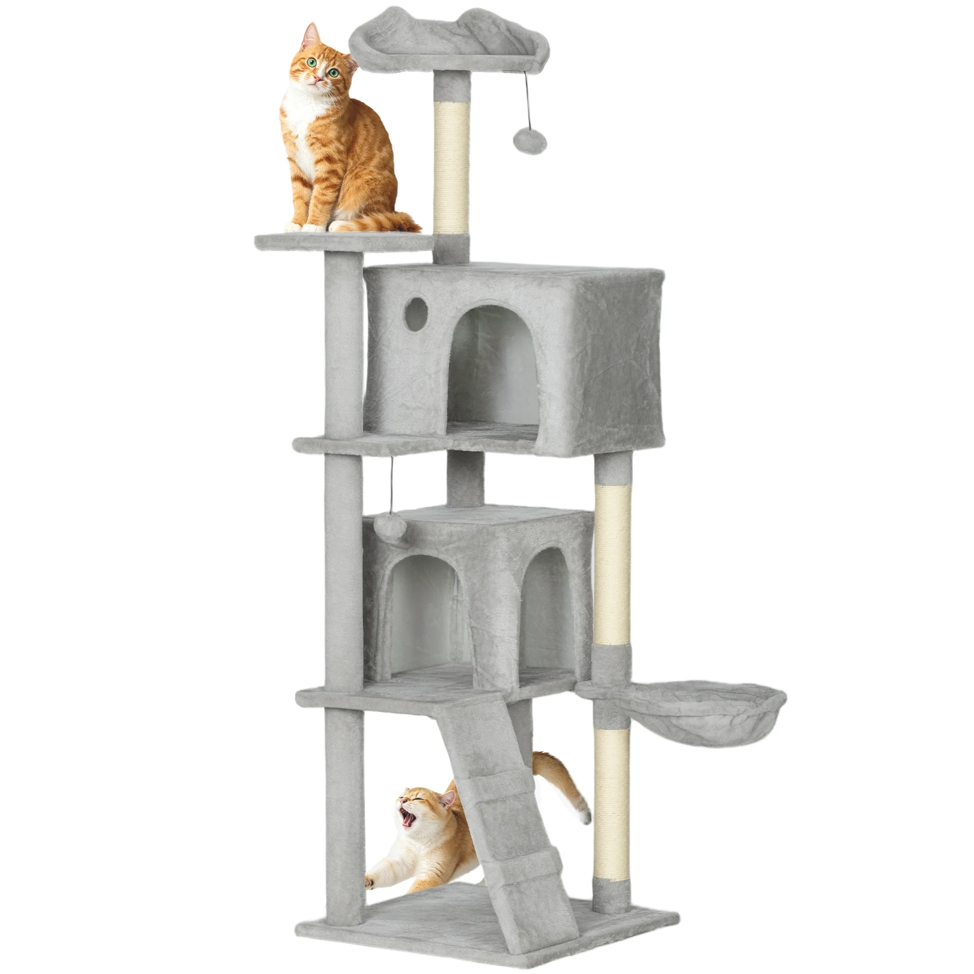 Pawhut Kattenkrabboom 160cm met meerdere platforms