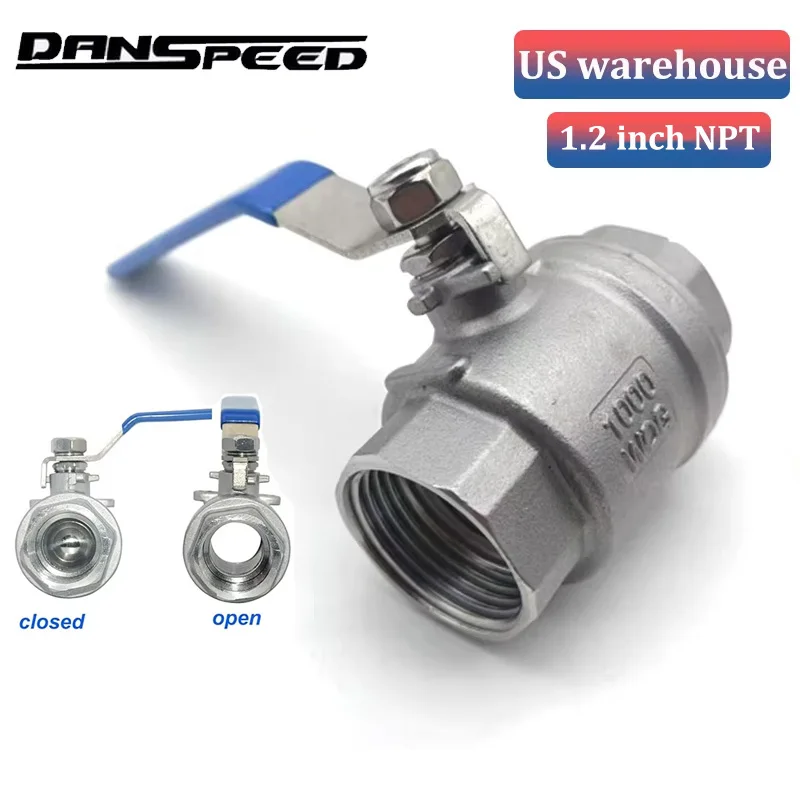 

DAN SPEED 1-1/4 "NPT Женский SS 316 Полнопортовый шаровой клапан из нержавеющей стали Виниловая ручка WOG1000 Виниловая ручка с внутренним клапаном 1,2 дюйма