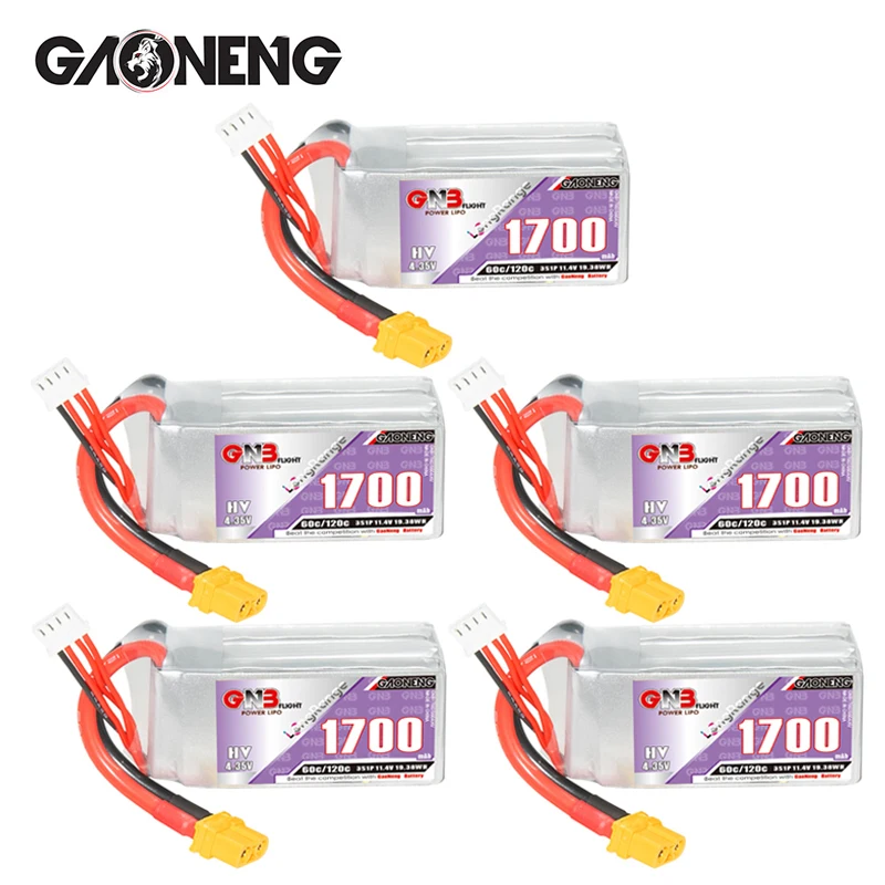 

GNB 3S 1700mAh 11.4V 60C/120C Lipo Battery for RC FPV Quadcopter Drone Aircraft Helicopter RC Parts 11.4V Rechargeable Battery