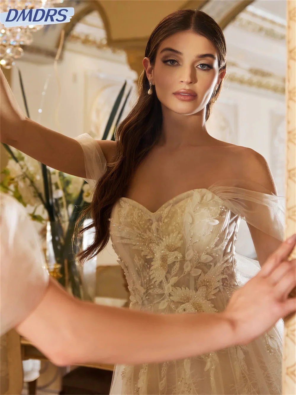 Affascinante abito da sposa senza spalline 2024 semplice abito da sposa in Tulle grazioso abito Appliqué lungo fino al pavimento Vestidos De Novia