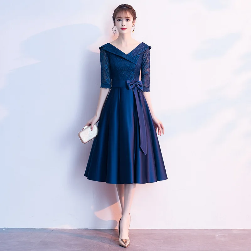 

Элегантное вечернее платье средней длины для женщин, простое и изысканное, новинка 2024 года, модель Queen Aosphere для банкетов