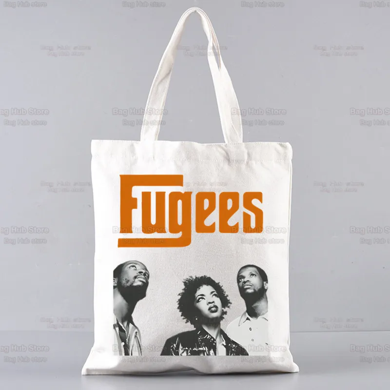 Fugees กระเป๋าถุงช้อปปิ้งผ้าใบ lauryn Hill, กระเป๋าถือขนาดใหญ่กระเป๋าสะพายไหล่ผ้าใบเป็นมิตรกับสิ่งแวดล้อมสำหรับนักช้อปหรือนำกลับมาใช้ใหม่ได้