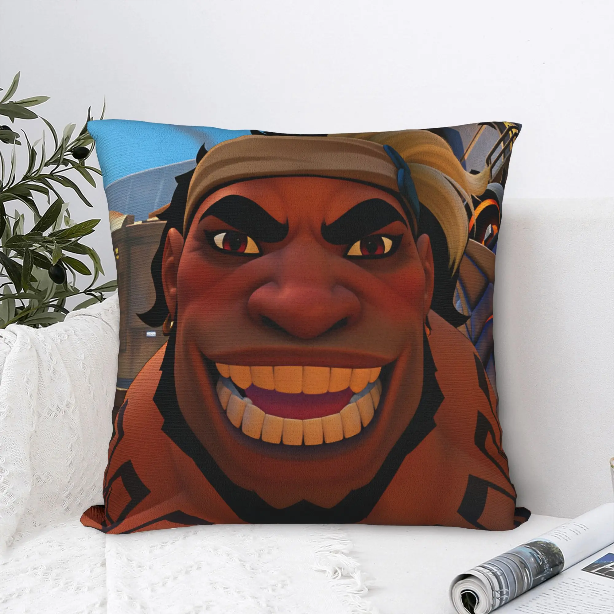 Mauga Meme Pillow Cover Overwatches 2 Hero Novelty Pillow Case For Living Room Sofa Soft Cushion Cover Gift Idea
