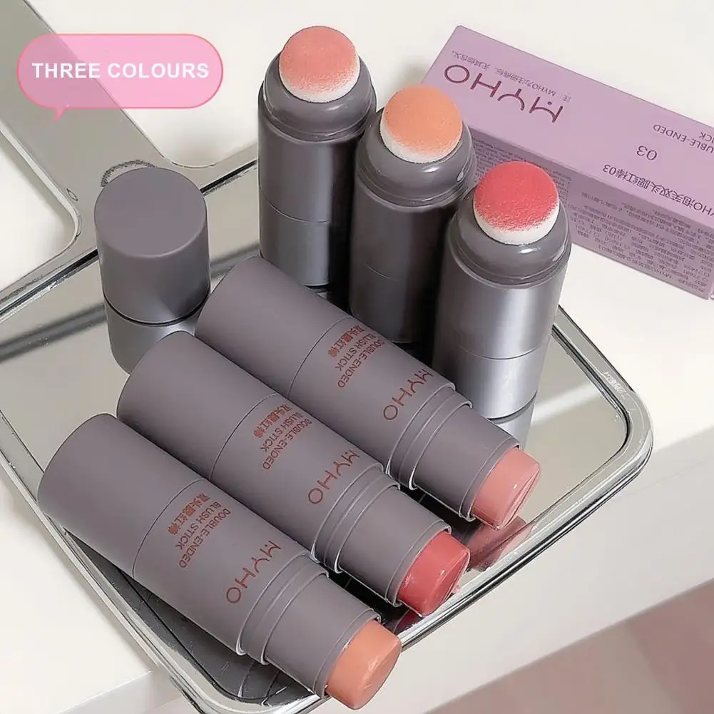 Travel Blush Stick Long Wearing Double Ended Blush Stick for Easy Application Lightweight Conceal Contour Face Makeup 4g Stick