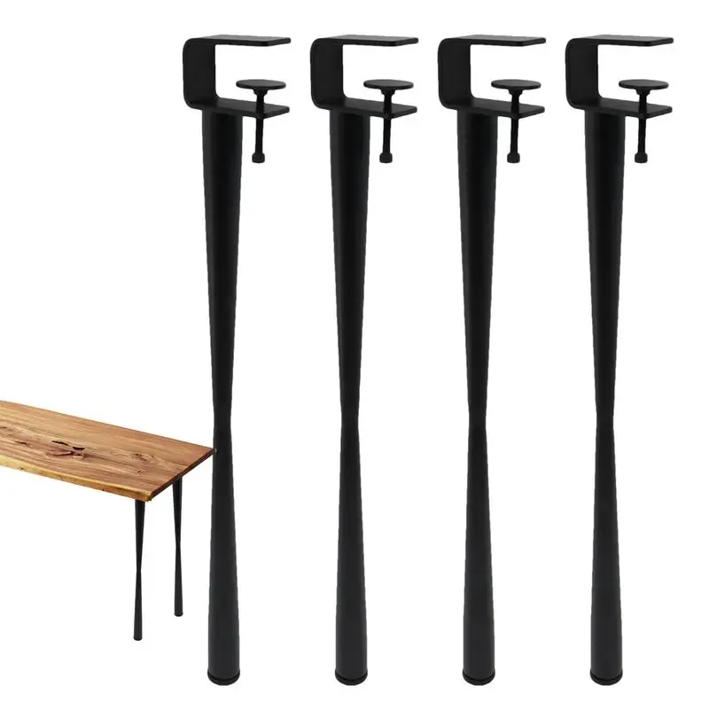 No Drill Table Legs Removable Table Clamps Leg Hairpin Legs No Punching Design Clamp On Easy-Fit F-Shape Dining Desk Legs For