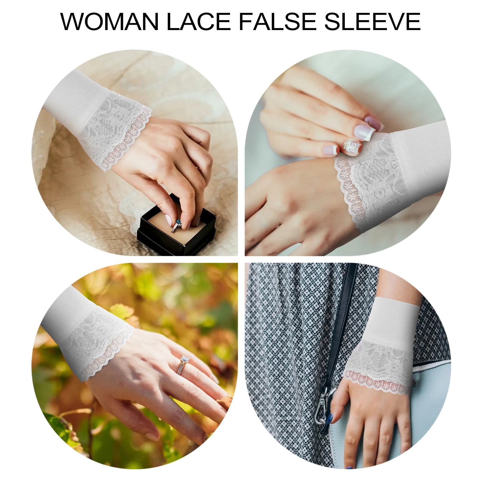 

1Pair Lace Fake Cuff Decorative Frilled False Sleeves for Women All-Match Fake Sleeve for Collarless Dresses Sweaters Blouses