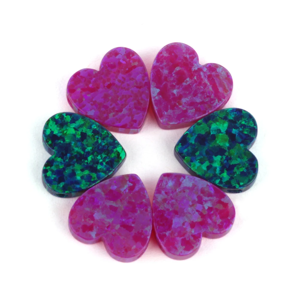 

1 Piece for Each Color, 10mm Heart Beads For Jewelry Making Opal Heart Cut Gemstone