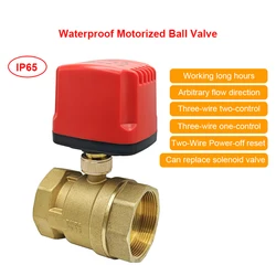 DN15-DN50 Motorized Ball Valve 2-Wire/3-Wire Waterproof IP65 Two-Way/Three-Way Electric Water Valves Female Thread 12V 24V 220V