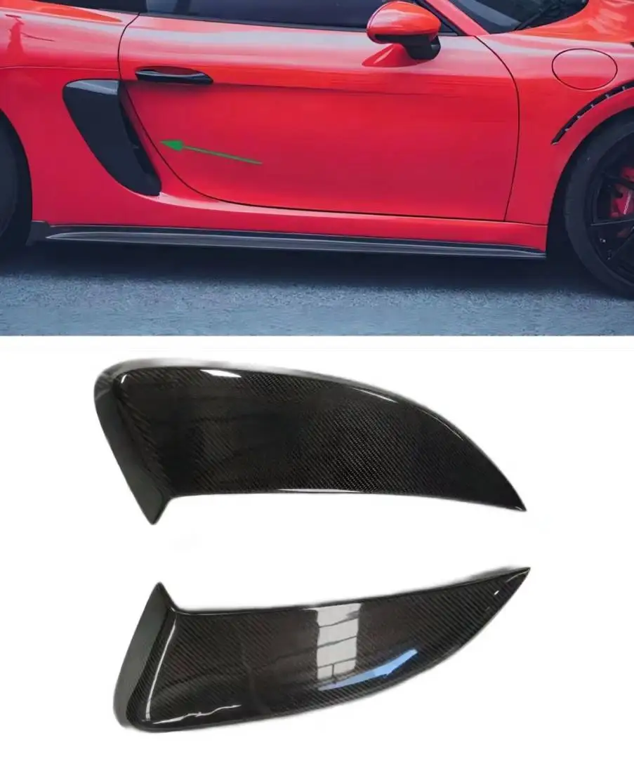 For Porsche 718 Boxster Cayman 2016-2020 Carbon Fiber Side Fender Air Intakes Vents Cover Trim Spoiler Car Accessories