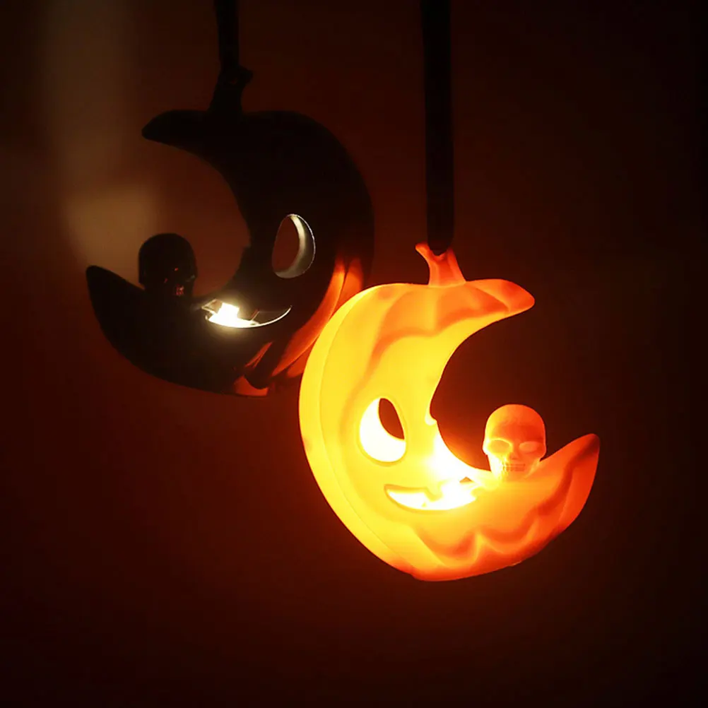 

2Pcs Skull Shaped LED Lights Halloween Decorative Pumpkin Lamp Night Table Creative Resin Electronics Party Festival DIY