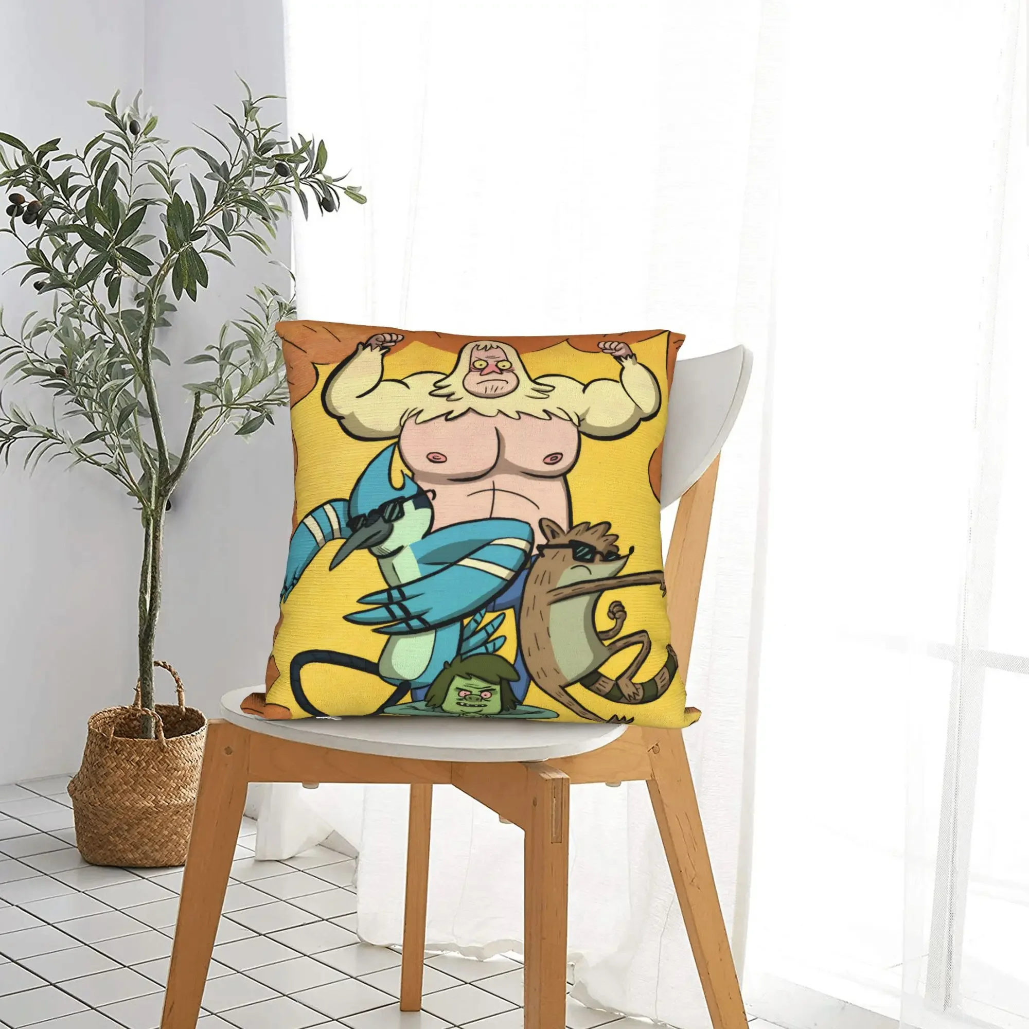 TV Series    Regulars Show Square Pillow Covers Polyester Bed Car  Cushion Case Cute Decorative Throw Pillow Case 40*40