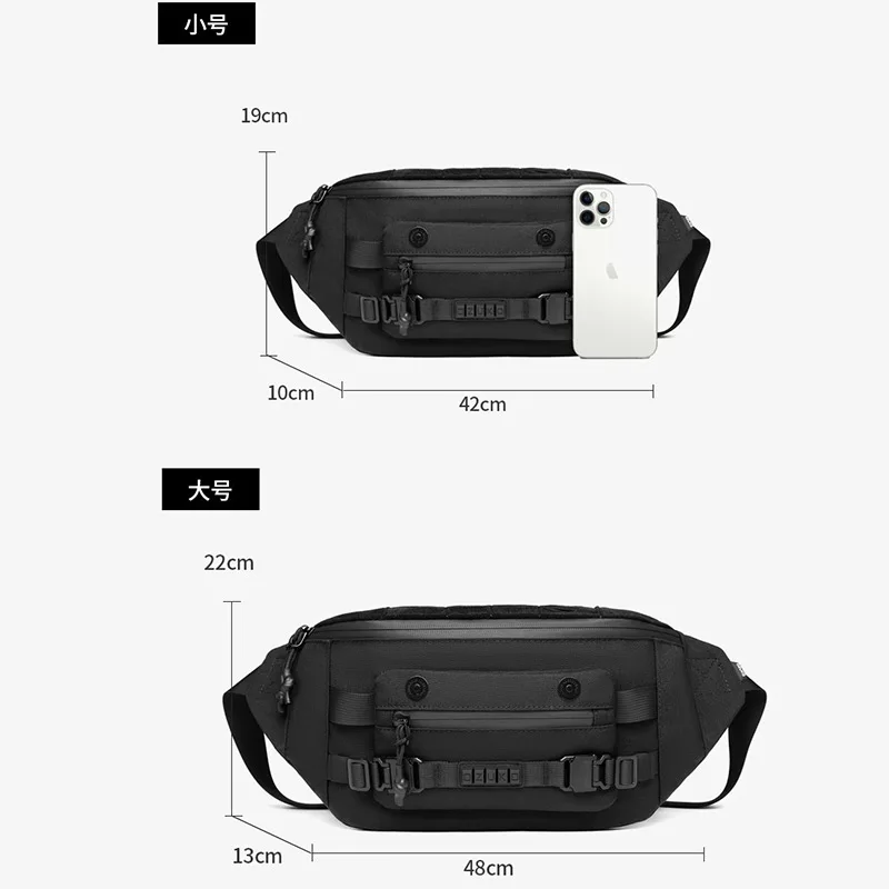 OZUKO Outdoor Sports Men's Waist Bag Large Capacity Waterproof Waist Pack Outstanding Running Gym Hiking Casual Chest Bag