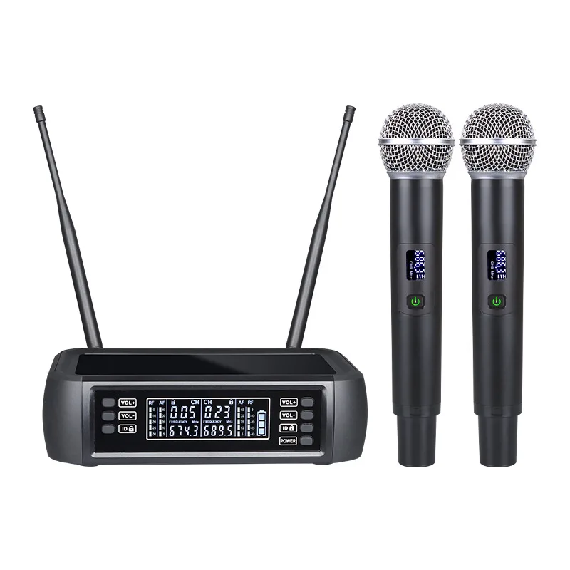 Professional ID Locked Anti Interference Recharging Receiver And Handheld Wireless Uhf Microphone For Karaoke