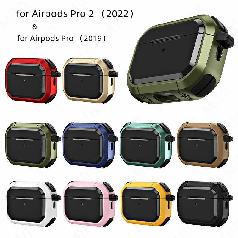 Case for Airpods Pro 2 with Keychain Carabiner Armor Rugged TPU Protective Cover for airpods Pro 3 for airpod Pro 2 case for Men