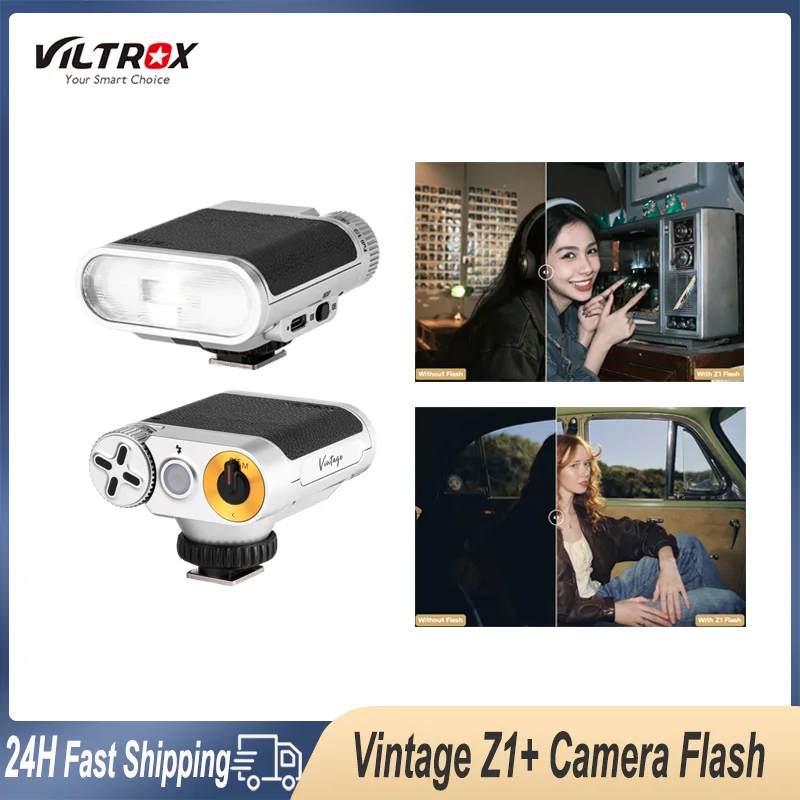 Viltrox vintage z1 + mini câmera flash speedlite gn12 padrão sapata montagem para sony canon nikon fujifilm olympus câmera dslr