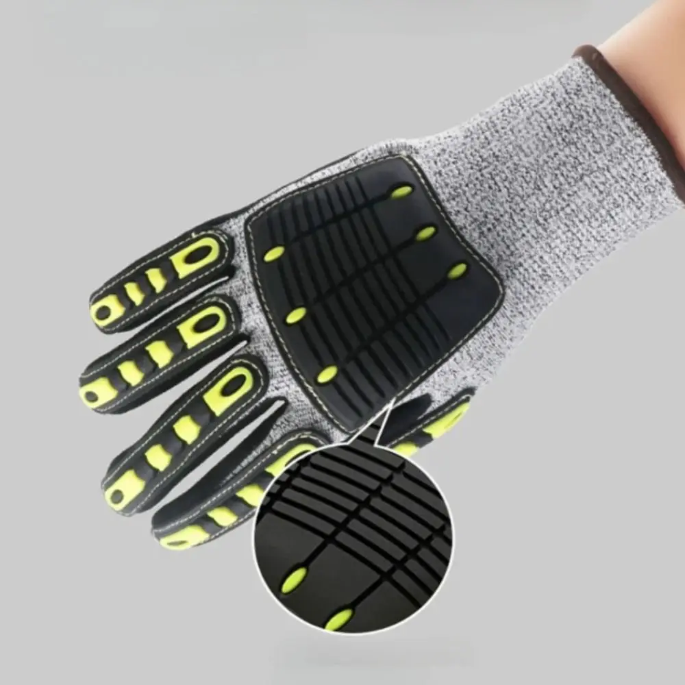 Shock Absorbing Mechanical TPR Gloves Oil-proof Nitrile Dipped Palm Anti-vibration Gloves TPR Material Impact Protection