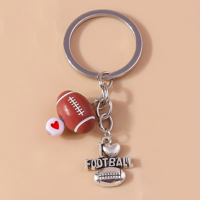 Creative Mini 3D Sport Ball Keychain Rugby Baseball Football Keyring Pendants for Car Key Holder Handbag Decor Jewelry Gifts