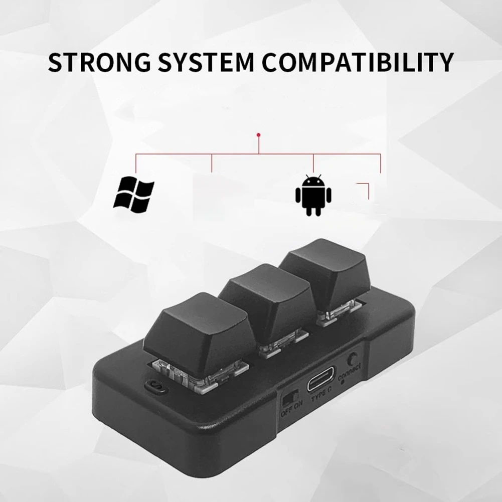 ABRI-MK321G 3-Key Mini Customized Mechanical Keyboard Blue Switch USB&2.4G Wireless Dual-Mode For OSU Game Multimedia