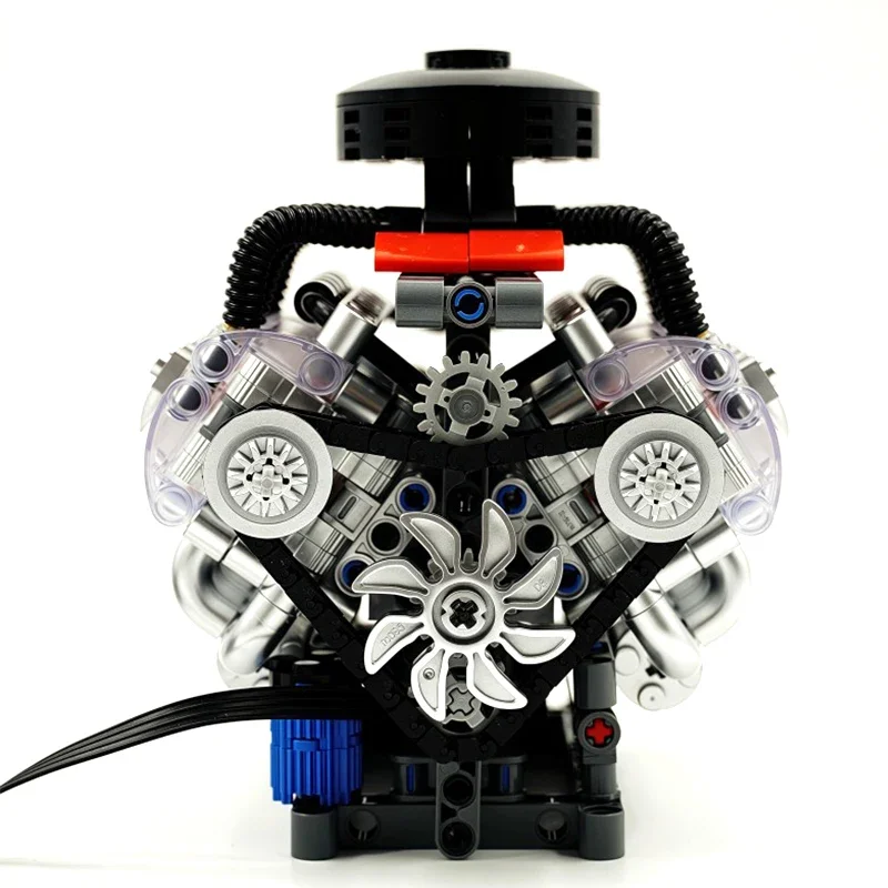 Mould King 10171 LSX454 V8 Engine Motorized Simulation Model Electrically Drive Building Blocks Technical Car Parts Toys Gift
