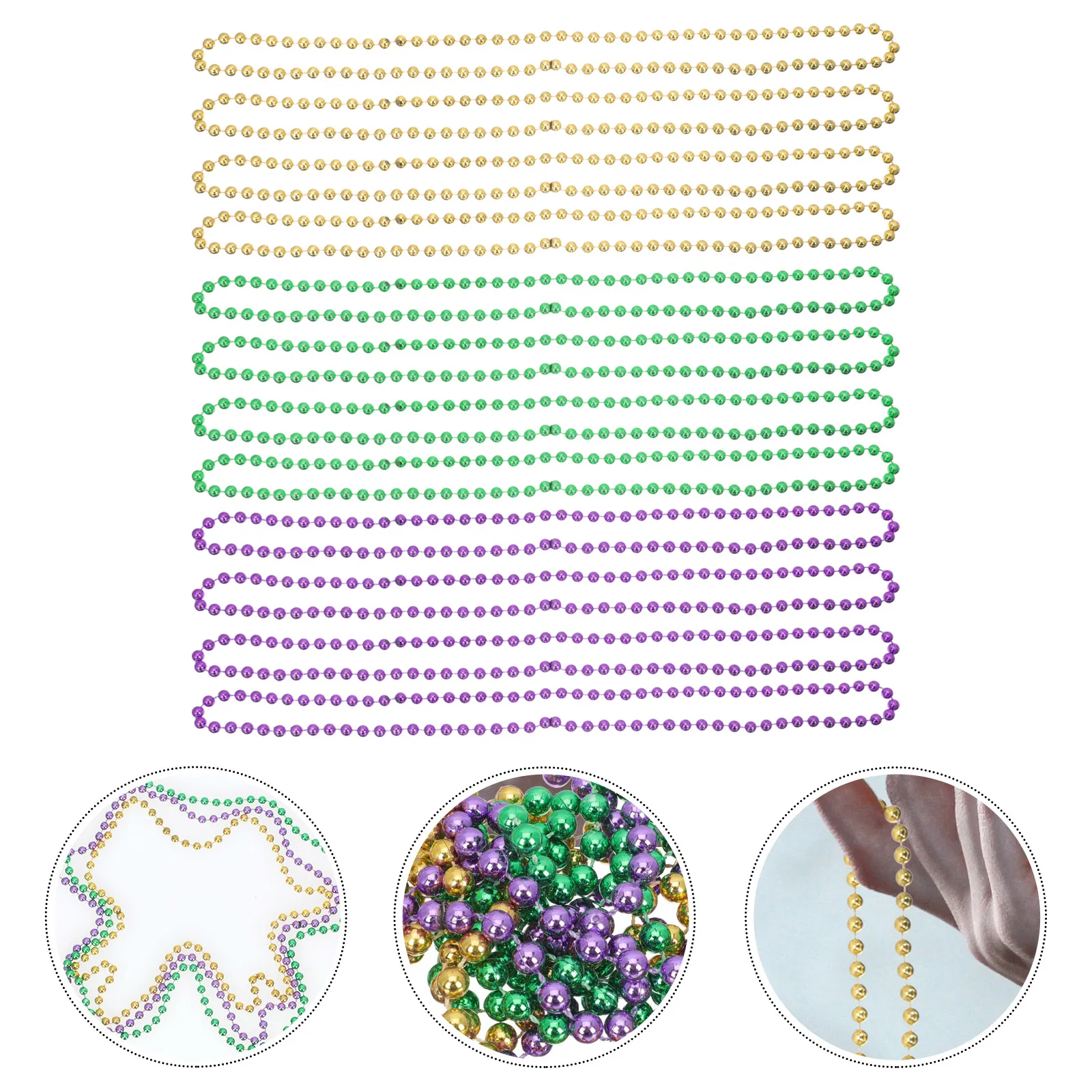 

12 Pcs Jewelry Bead Chain Decoration Decorations Beads Plastic Mardi Gras Day Necklace