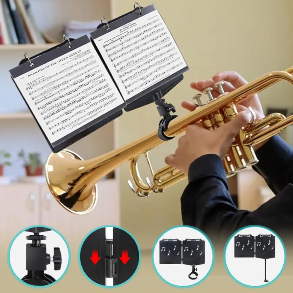 

Trumpet Marching Lyre Adjustable Marching Band Lyre 360-degree Rotation Low Brass Lyre with Sheet Music Folder for Trumpet or Co