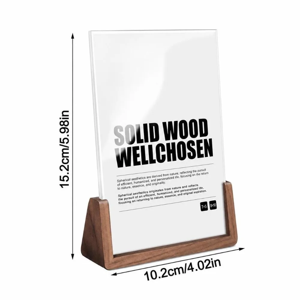 Walnut Wood Acrylic Photo Frame Beech Wood U Shape Design Wooden Photo Frame Desktop Standing Transparent Acrylic