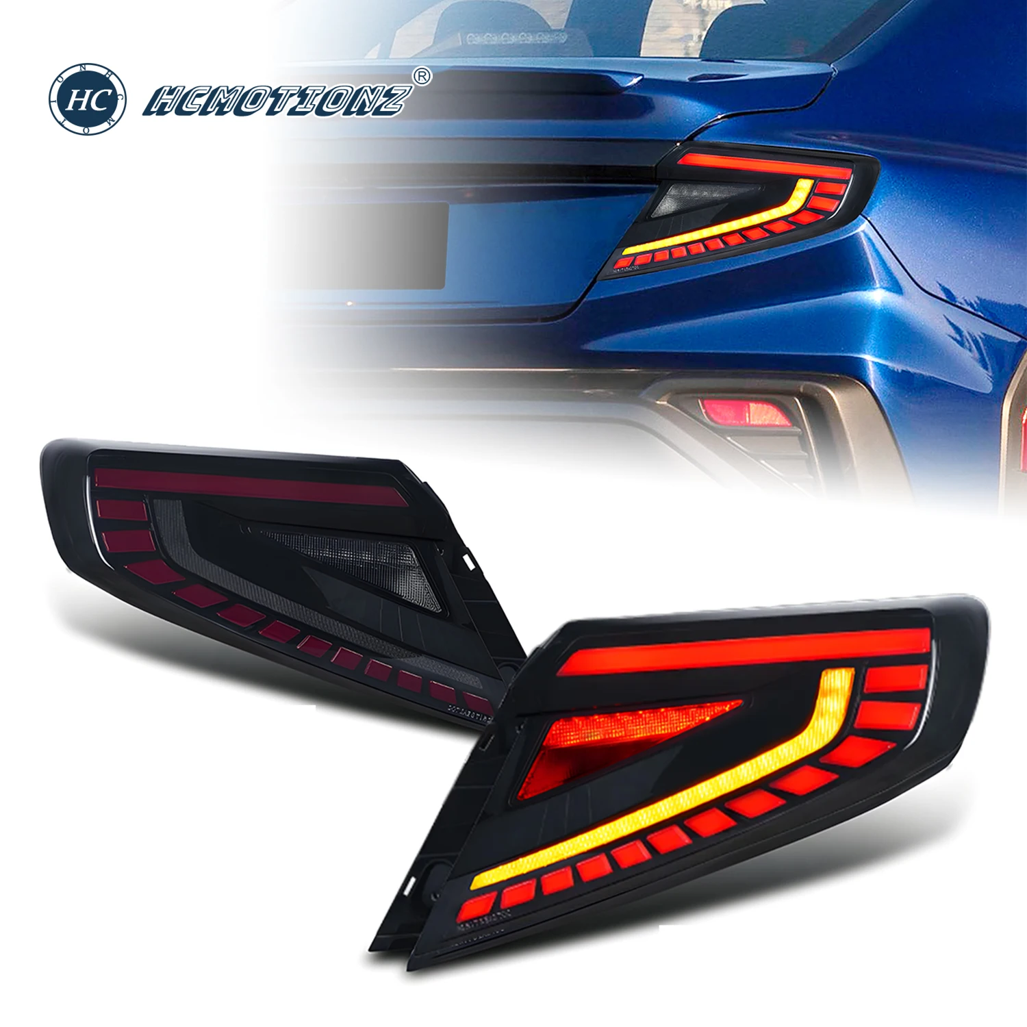 HCMOTIONZ LED Tail Lights for Subaru WRX 2022-2024 DRL Start up Animation Car Rear Lamps Assembly Dynamic Turn Signal