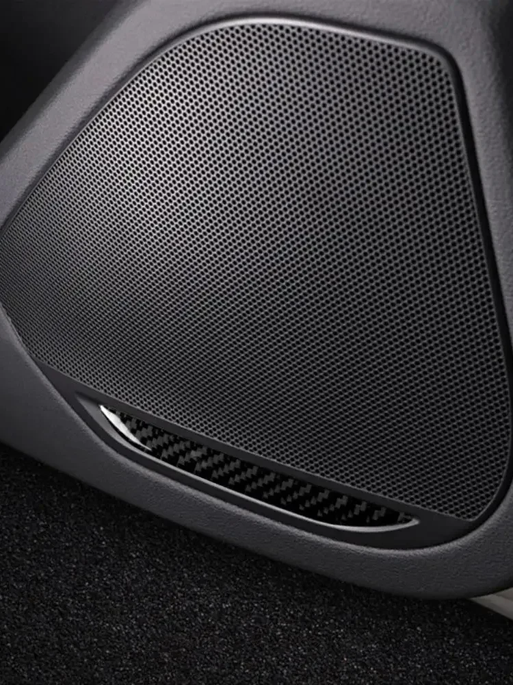 Car Carbon Fiber Speaker Stickers Door Panel Loudspeaker Cover Strips Trim For Audi A4 B9 A4L 2017 2018