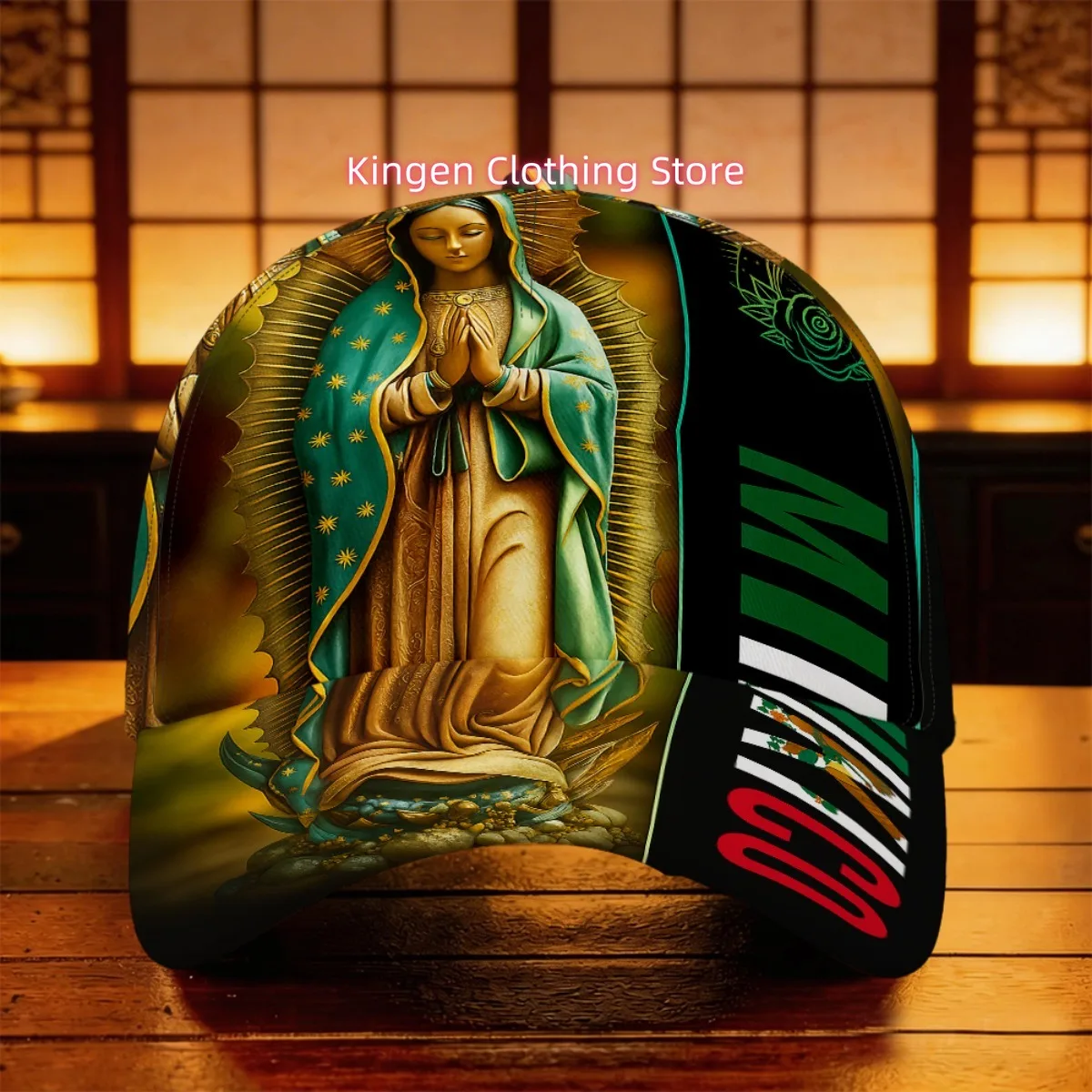 1pc Mexico Our Lady of Guadalupe Themed Design Baseball Cap Hat Fishing Trip Driving Festival Lightweight Curved Brim Cap Skateb