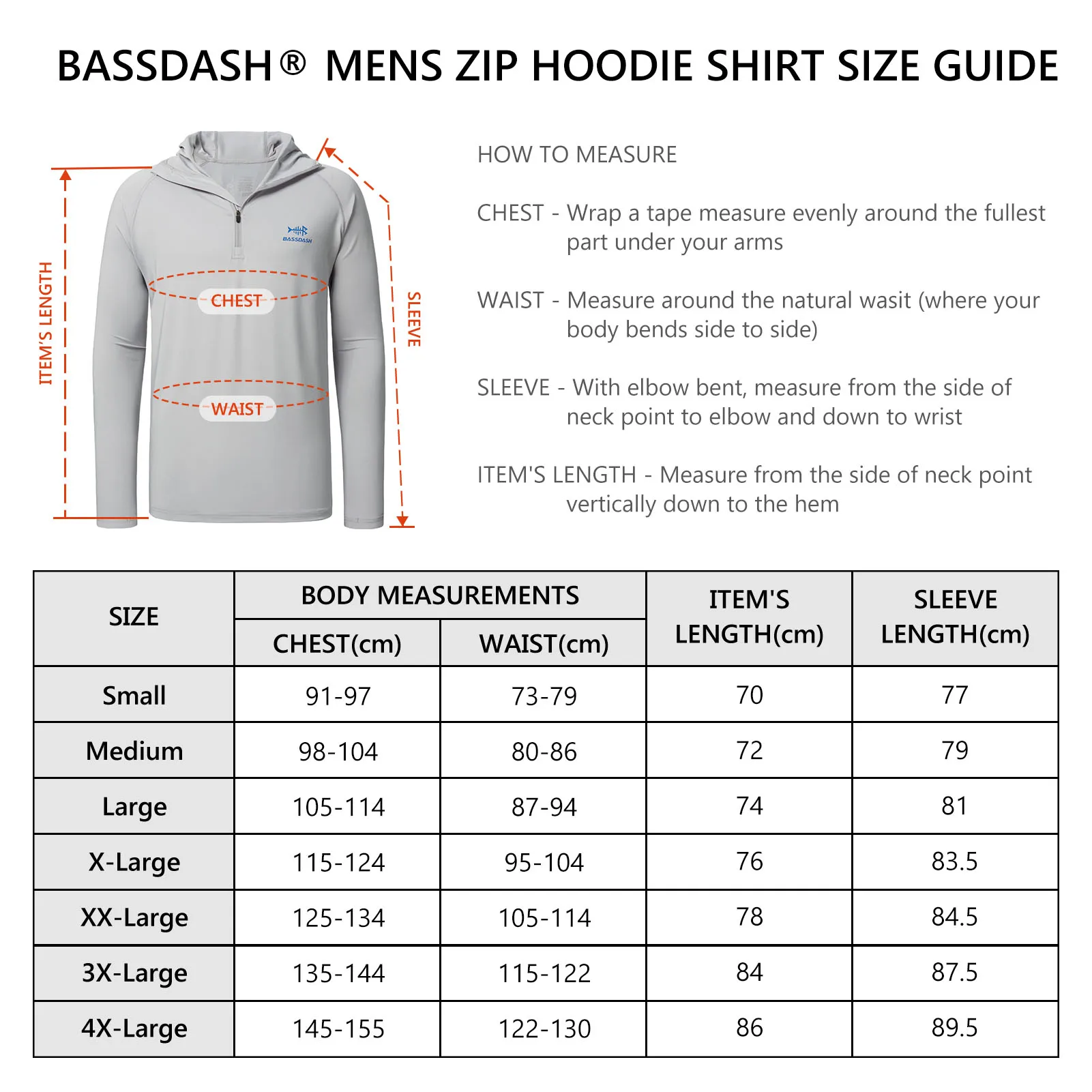 BASSDASH Men’s 1/4 Zip Fishing Hoodie Shirt UPF 50+ Quick Dry Performance Long Sleeve Sun Protection FS24M