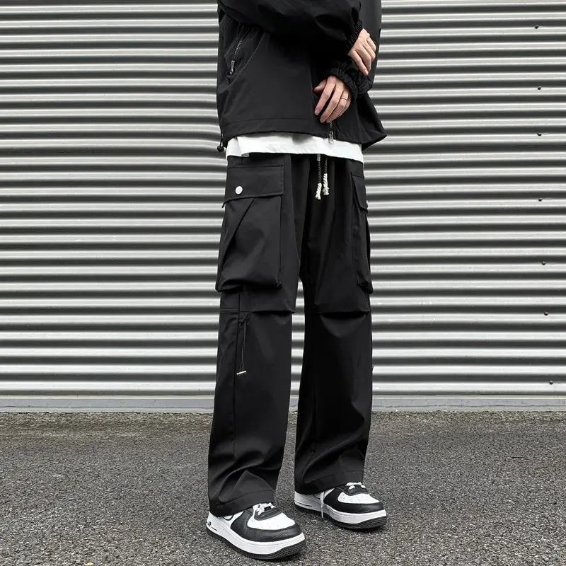 

Мужские новые модные однотонные свободные брюки Four Seasons, мотоциклетные уличные повседневные модные широкие брюки, уличная одежда