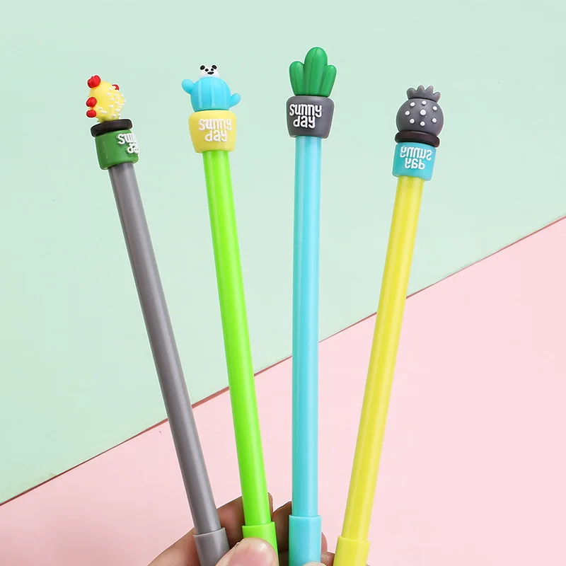 24pcs/lot 18cm Korea Funny Cactus Black Ink Writing Gel Pens Study Materials Kids Birthday Party Take-home Favor