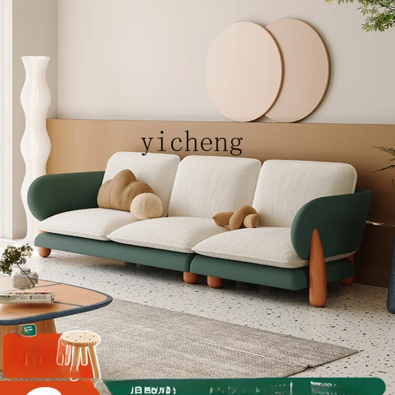 

Fabric Sofa Ash Wood Cloth Sofa Log Style Three-Seat Furniture