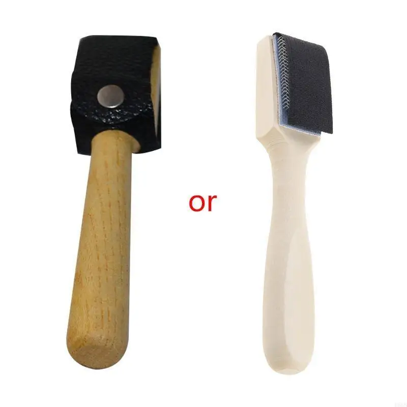 H58B Wire Brush Ballet Dance Shoe Brush PU Protector Cover Handle Ballroom Suede