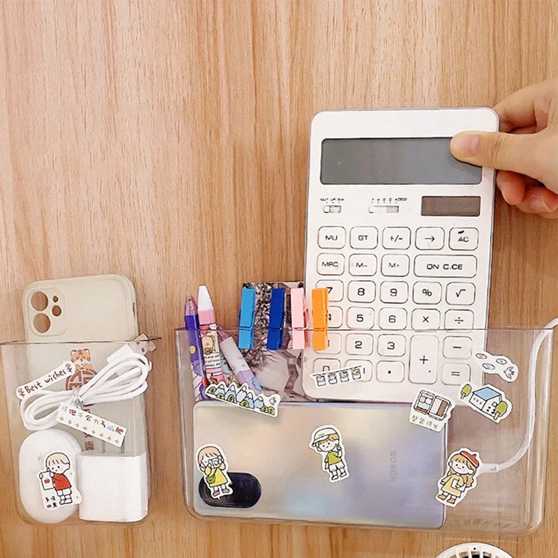 Transparent Wall Storage Box Wall-mounted No Punch Bedside Racks Home Key Cosmetic Hanging Wall Mounted Organizer Storage Box