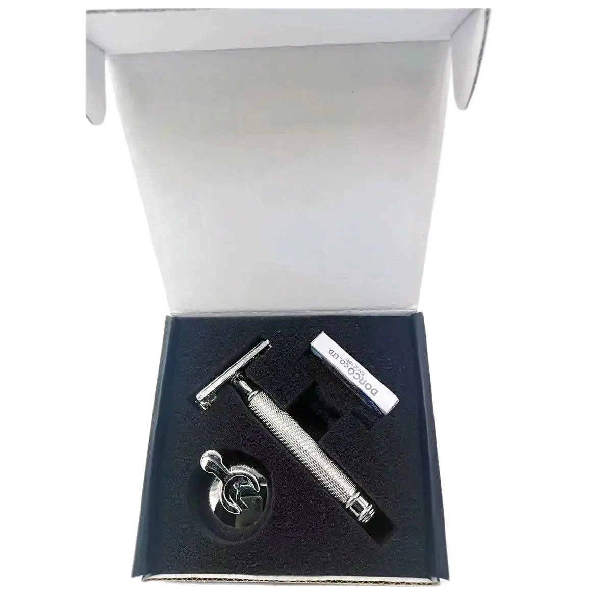 

iRAZOR Stainless Steel Double Edges Safety Razor Close & Smooth Shaver Heavy Twinkle Chrome Stand with Stand 10 Blades