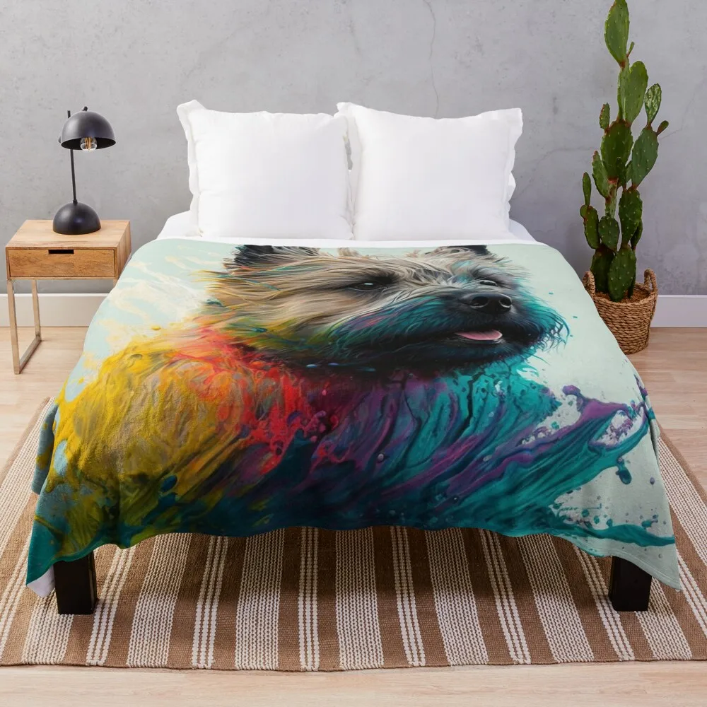 Cairn Terrier Dog Synesthetic Splash Painting Artwork Throw Blanket Bed linens Luxury Brand anime for babies Blankets