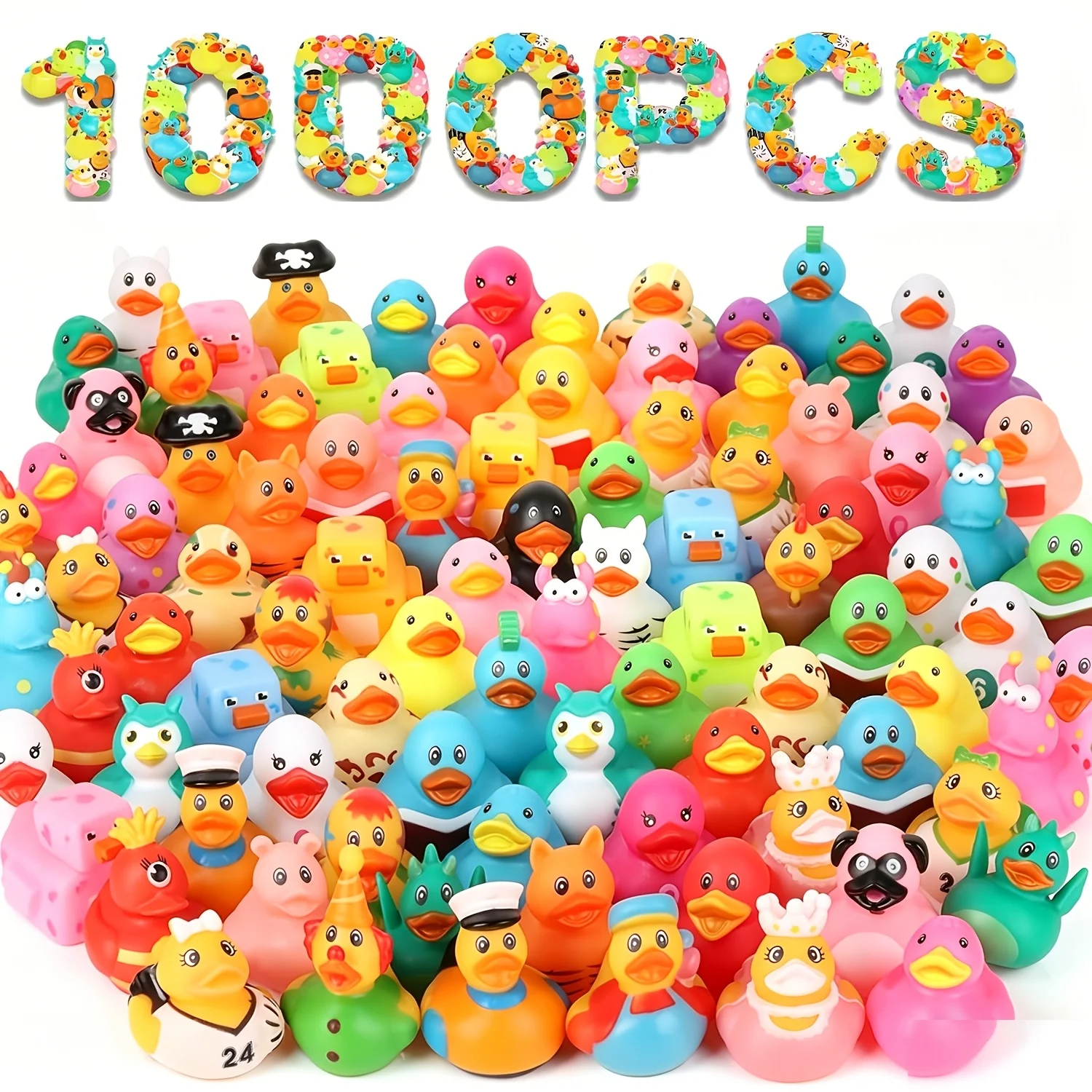 

48/400/800/1000Pack Huge Pack Mini Ducks In Bulk, Assorted Ducks for Decor, Mini Ducks for Gifts Box, Bath Toys Floater Duck for