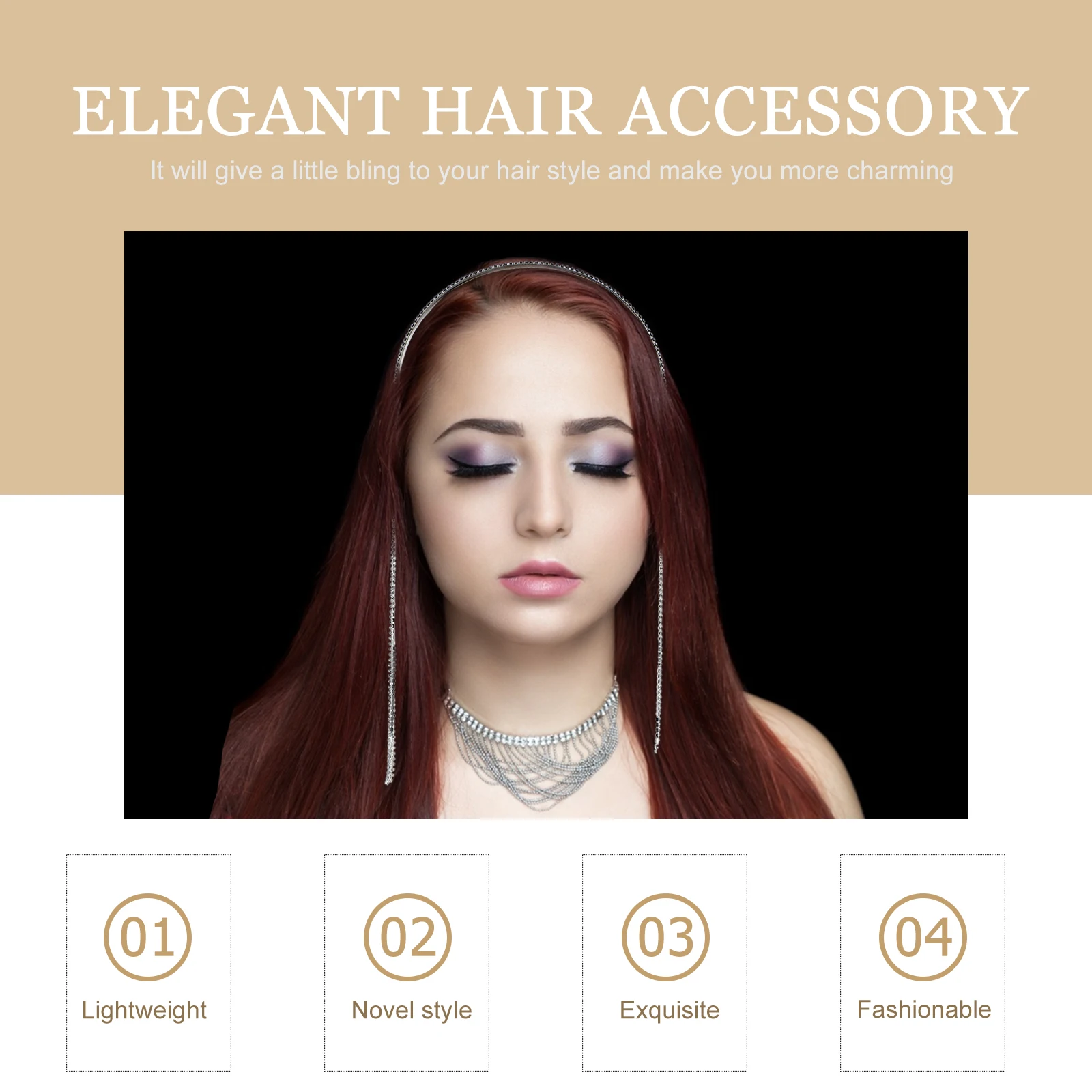 

2Pcs Rhinestone Hairb Headwear Tassel Headpiece Silver Bride Party Wedding Hairstyle Tool Fashion Jewelry Hair